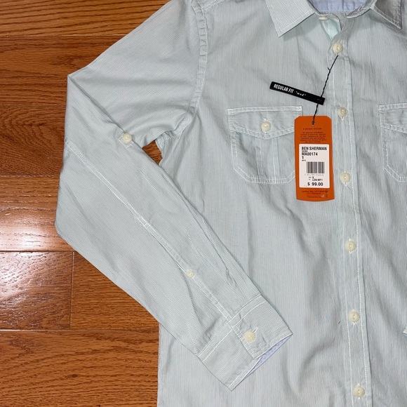 Ben Sherman Light Blue Stripe Button-Up Shirt - Size Small - Picture 9 of 11